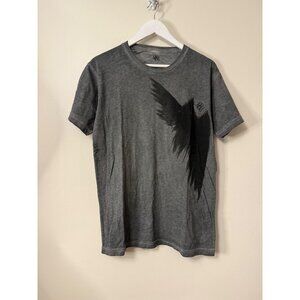 Rock & Republic Mens M Gray Graphic T-Shirt With Angel Bird Paint Swipe Graphic